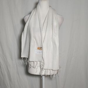 Elegant Cream Scarf with Fringe